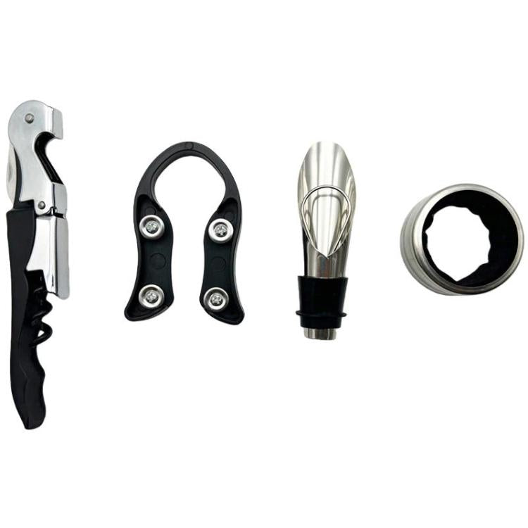 Portable Wine Opener Set Beer Stainless Steel Wine Pourer, Spec: 4pcs With Box