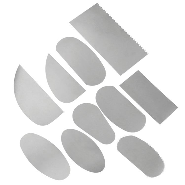 10pcs /Set Polymer Clay Sculpting Scrapers Trimming Knives - Silver