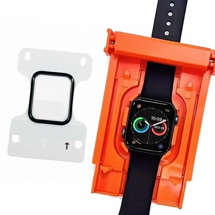 For Apple Watch Series 6/5/4/SE 44mm  Tempered Glass Screen Protector Upgraded Auto-Align Installation Kit - Orange