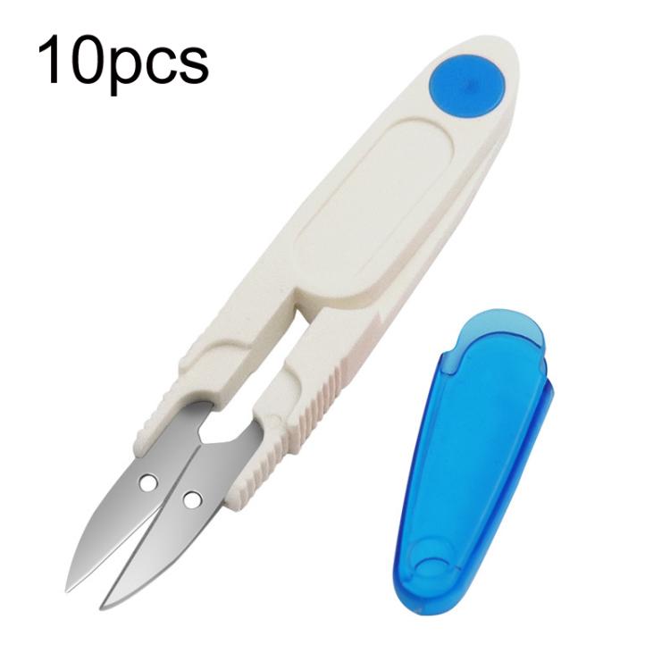 10pcs Household Cross Stitch Clothing Thread Transparent Cover Scissors, Color: Blue