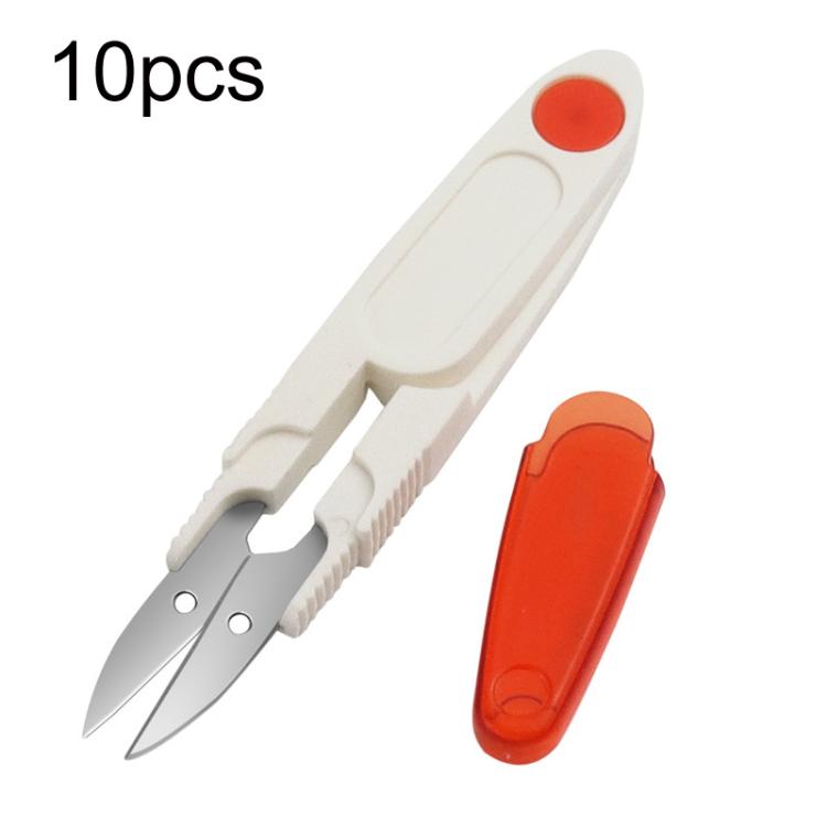10pcs Household Cross Stitch Clothing Thread Transparent Cover Scissors, Color: Red