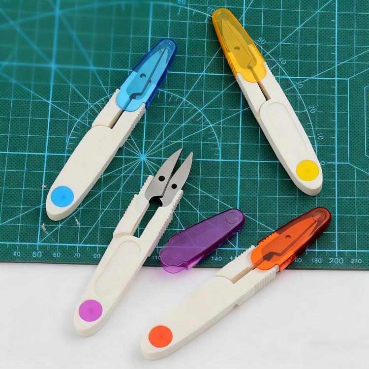 10pcs Household Cross Stitch Clothing Thread Transparent Cover Scissors, Color: Red