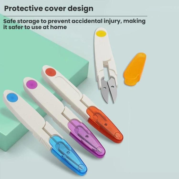 10pcs Household Cross Stitch Clothing Thread Transparent Cover Scissors, Color: Blue