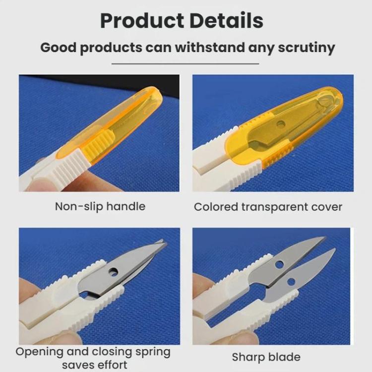 10pcs Household Cross Stitch Clothing Thread Transparent Cover Scissors, Color: Yellow