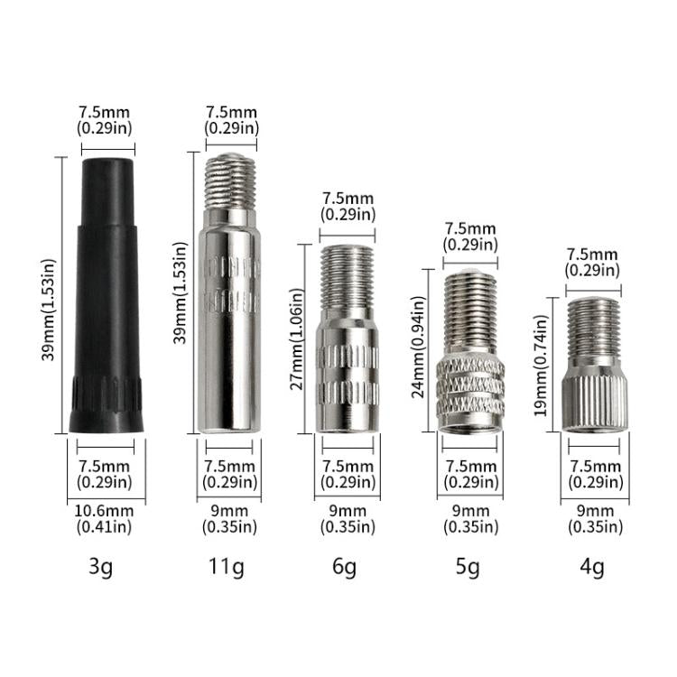 10pcs Automobile America Valve Core Inflation Extension Cap, Length: 19mm