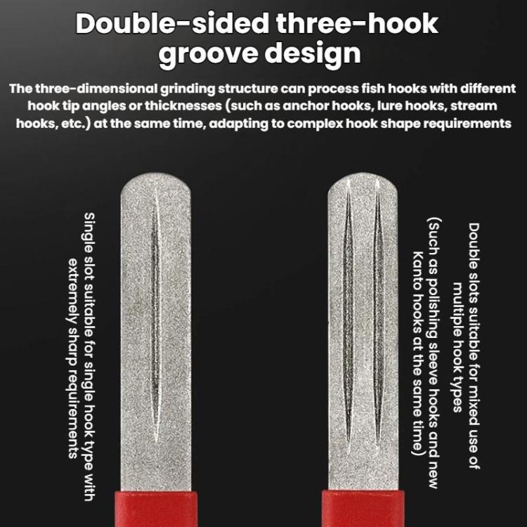 5pcs Double-Sided Fishhook File Fishing Tool - Red