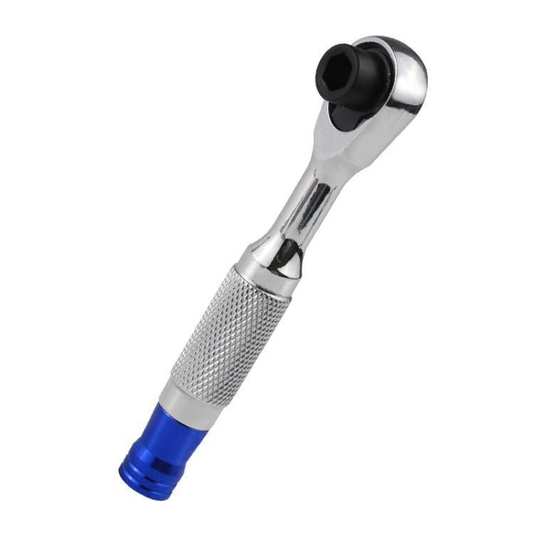 Reversible Magnetic Ratchet Screwdriver, Style: Knurled Blue Bit