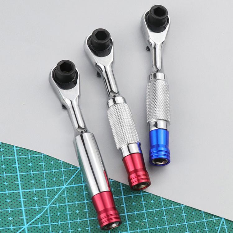 Reversible Magnetic Ratchet Screwdriver, Style: Knurled Red Bit