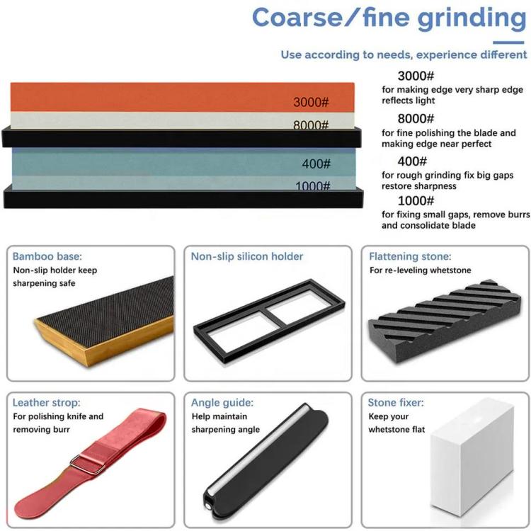 Outdoor Kitchen Double-Sided Sharpening Stone Set - 7pcs /Set