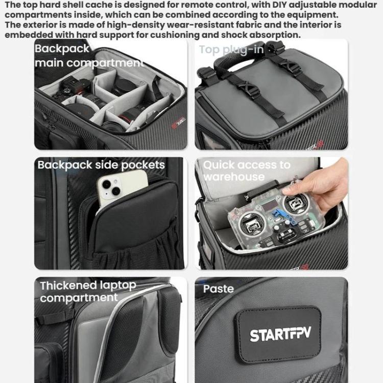 STARTRC BP2 FPV Drone Carry Backpack Outdoor Large Capacity Waterproof Durable Storage Bag - Gray