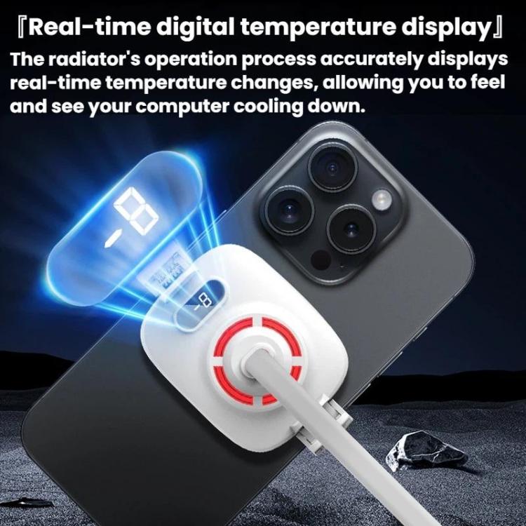 S3 Back Clip With Digital Display Mobile Phone Semiconductor Radiator Water-Cooled Game Live Cooler - White