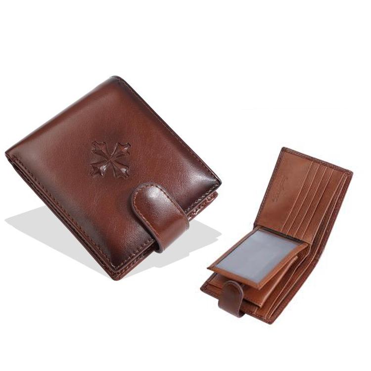 Baellerry D3064 Men Vintage PU Leather Slim Wallet Retro Snap Closure & Zippered Coin Pocket