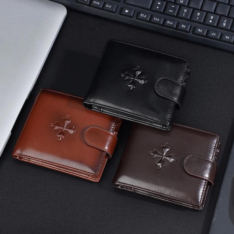 Baellerry D3064 Men Vintage PU Leather Slim Wallet Retro Snap Closure & Zippered Coin Pocket
