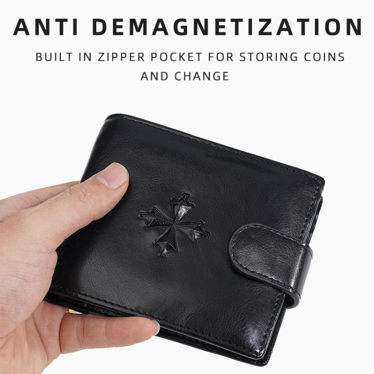 Baellerry D3064 Men Vintage PU Leather Slim Wallet Retro Snap Closure & Zippered Coin Pocket