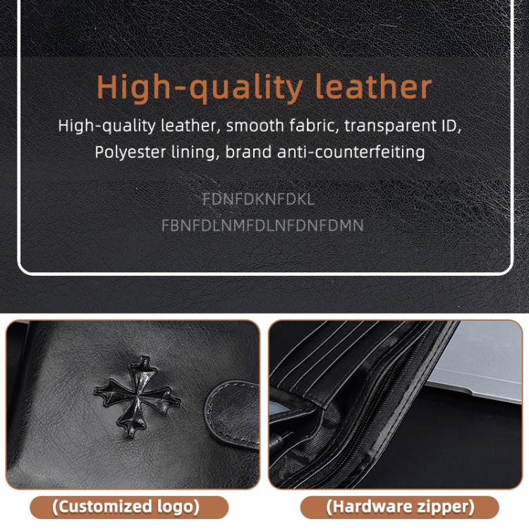 Baellerry D3064 Men Vintage PU Leather Slim Wallet Retro Snap Closure & Zippered Coin Pocket