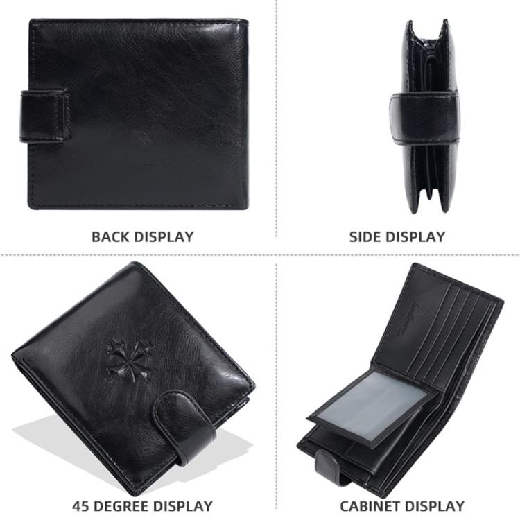 Baellerry D3064 Men Vintage PU Leather Slim Wallet Retro Snap Closure & Zippered Coin Pocket