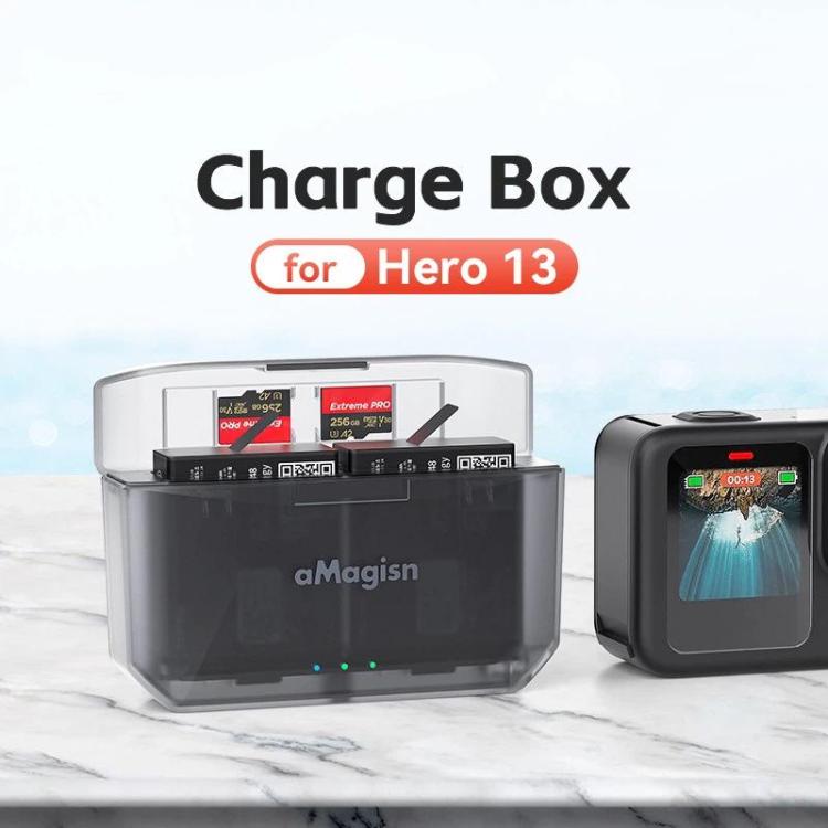 aMagisn Fast Charging Battery Charger Case for GoPro HERO13 Black/12 Black /11 Black  /10 Black /9 Black - AP23