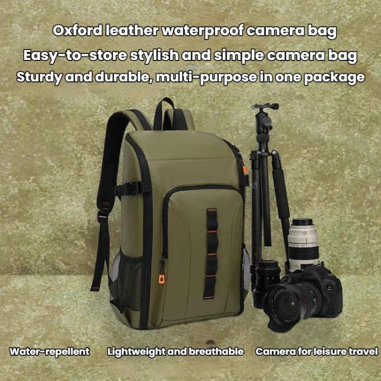 Outdoor Large Capacity Waterproof Camera Bag Detachable Portable DSLR Backpack - Olive Green