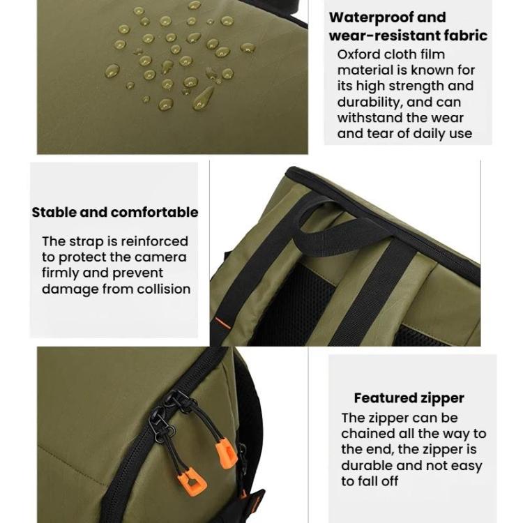 Outdoor Large Capacity Waterproof Camera Bag Detachable Portable DSLR Backpack - Olive Green