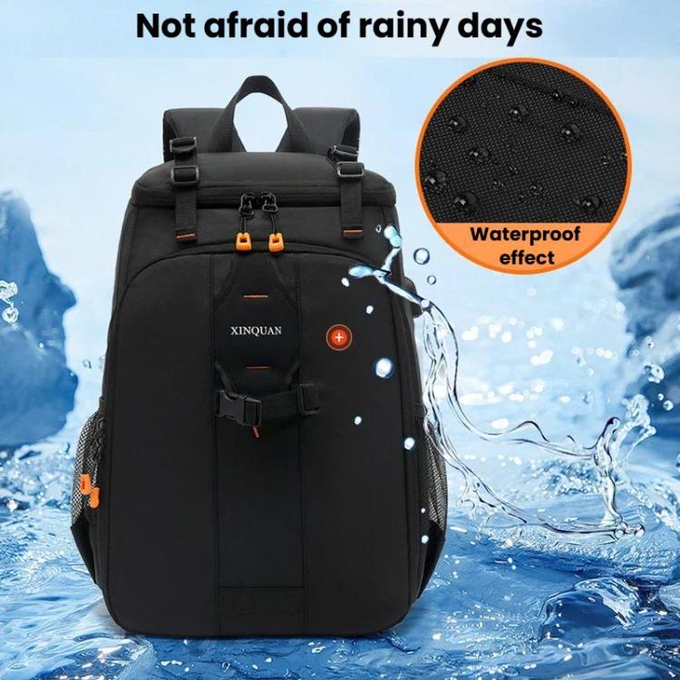 XINQUAN Outdoor Waterproof DSLR Camera Backpack For Photography Large Capacity Laptop Bag - Black Orange