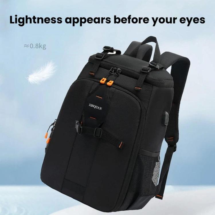 XINQUAN Outdoor Waterproof DSLR Camera Backpack For Photography Large Capacity Laptop Bag - Black Orange