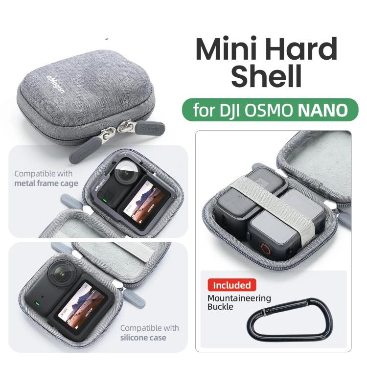 For DJI Osmo Nano Camera aMagisn Mini Hard Shell Case Compact Protective Pouch with Carabiner Clip - Gray