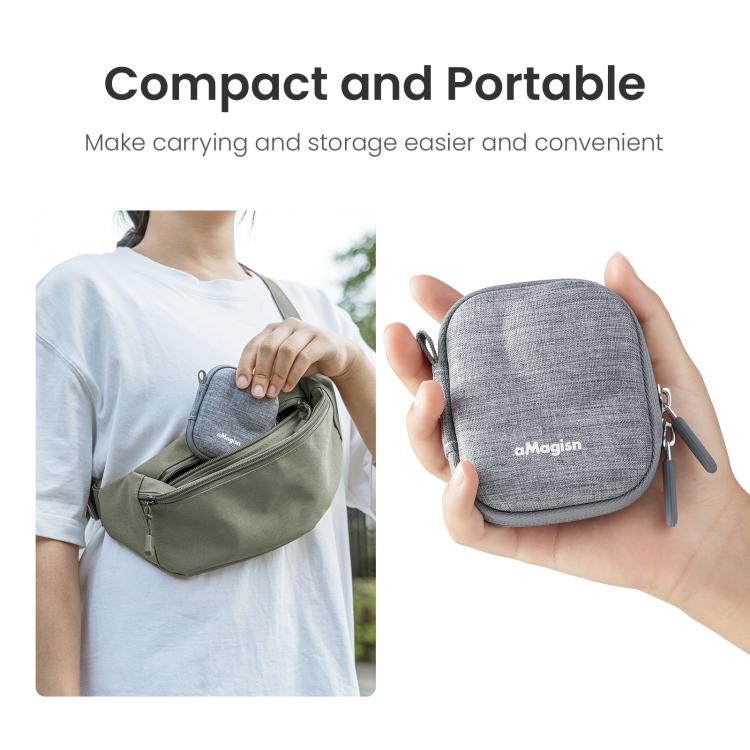 For DJI Osmo Nano Camera aMagisn Mini Hard Shell Case Compact Protective Pouch with Carabiner Clip - Gray