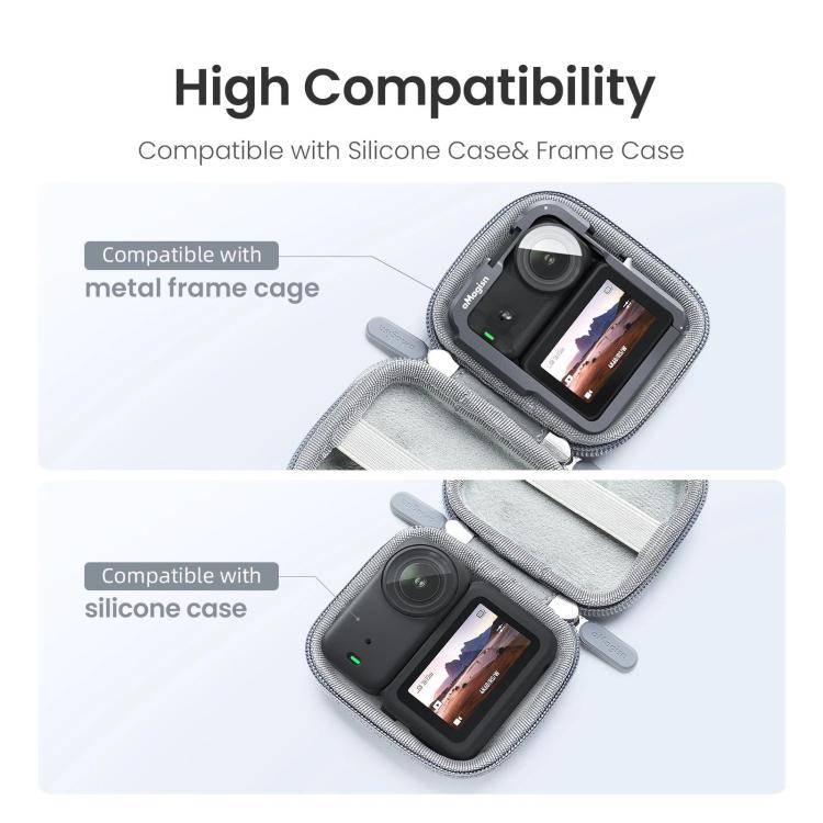 For DJI Osmo Nano Camera aMagisn Mini Hard Shell Case Compact Protective Pouch with Carabiner Clip - Gray