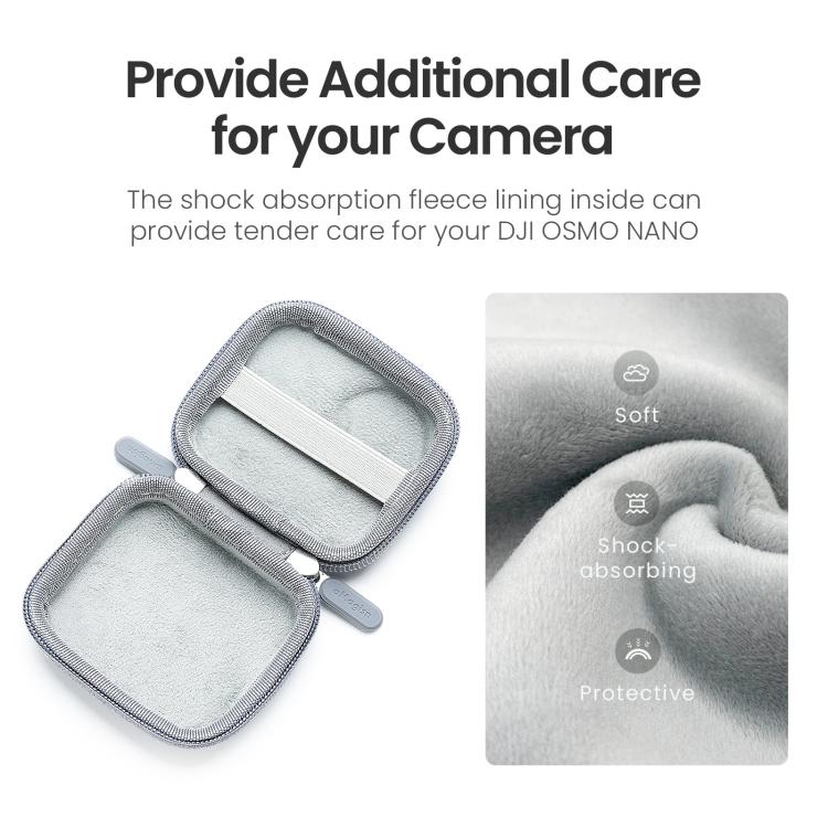 For DJI Osmo Nano Camera aMagisn Mini Hard Shell Case Compact Protective Pouch with Carabiner Clip - Gray