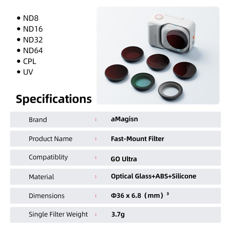 For Insta360 GO Ultra aMagisn Quick-Release Lens Filters Camera Accessories, Spec: CPL