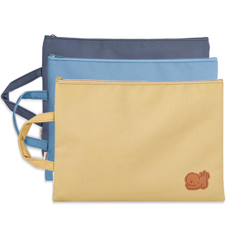Deli 73150 Handheld Zipper File Archive Bag A4 Briefcase Organ Bag Office Canvas Storage Bag - Color Random Delivery