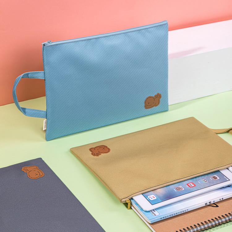 Deli 73150 Handheld Zipper File Archive Bag A4 Briefcase Organ Bag Office Canvas Storage Bag - Color Random Delivery