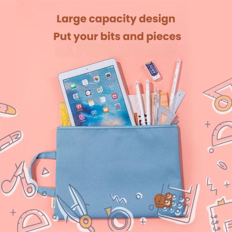 Deli 73150 Handheld Zipper File Archive Bag A4 Briefcase Organ Bag Office Canvas Storage Bag - Color Random Delivery