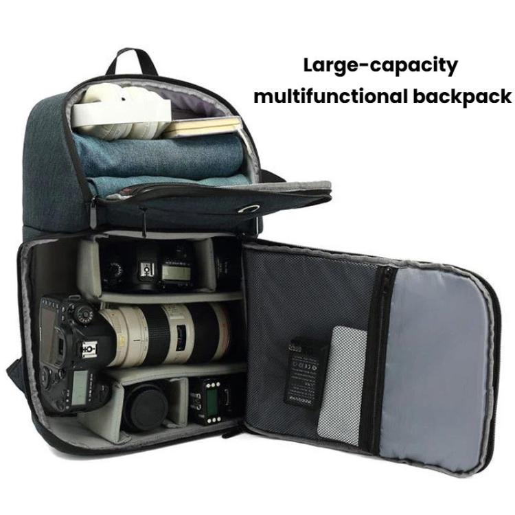Large-Capacity Multi-Functional DSLR Camera Bag Waterproof Photography Backpack - Blue