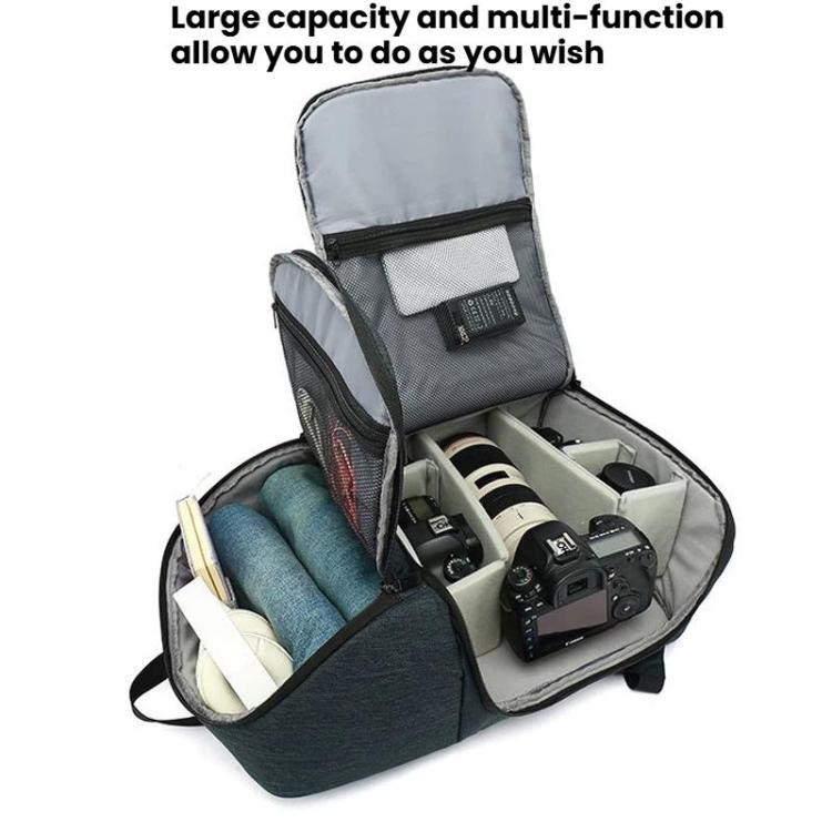 Large-Capacity Multi-Functional DSLR Camera Bag Waterproof Photography Backpack - Blue