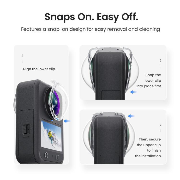 For DJI Osmo 360 aMagisn Anti-Fog Clip-On Lens Guard HD Lens Cover - PD11