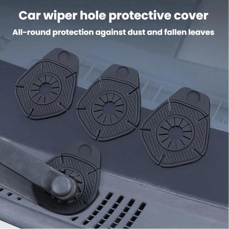 10pcs Car Wiper Hole Protective Cover Wiper Dust-Proof Leak-Proof Plug Protective Silicone Pad - Black