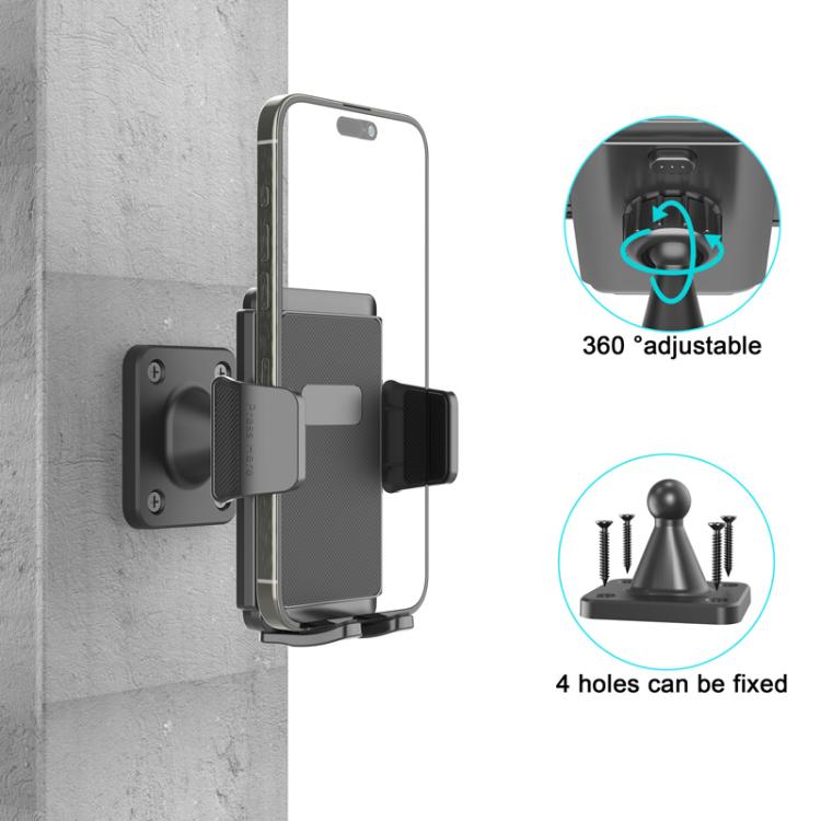 Wall-Mounted Universal Phone Stand For Kitchen Living Room Bedroom - Black