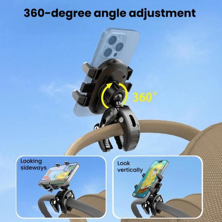 Phone Holder With Secure Clamp For Baby Strollers / Infant Pushchairs