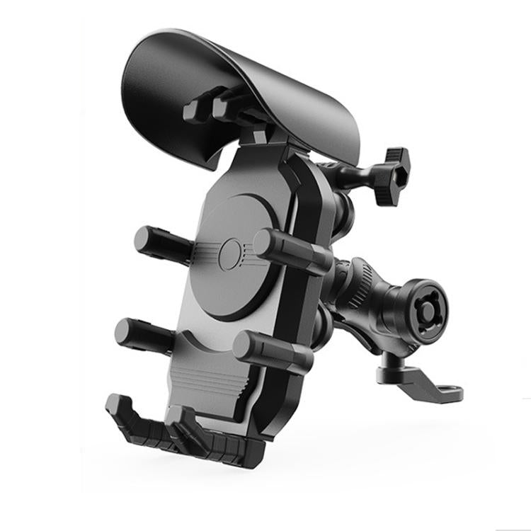 Motorcycle Phone Holder with Sun Visor & Anti-Theft Lock 360-degree Rotation, Camera Compatible, Spec: Mirror Stem Mount