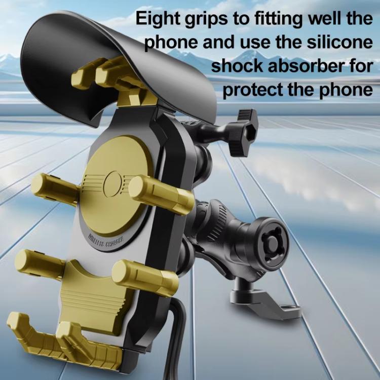 Motorcycle Phone Holder with Sun Visor & Anti-Theft Lock 360-degree Rotation, Camera Compatible, Spec: Mirror Stem Mount