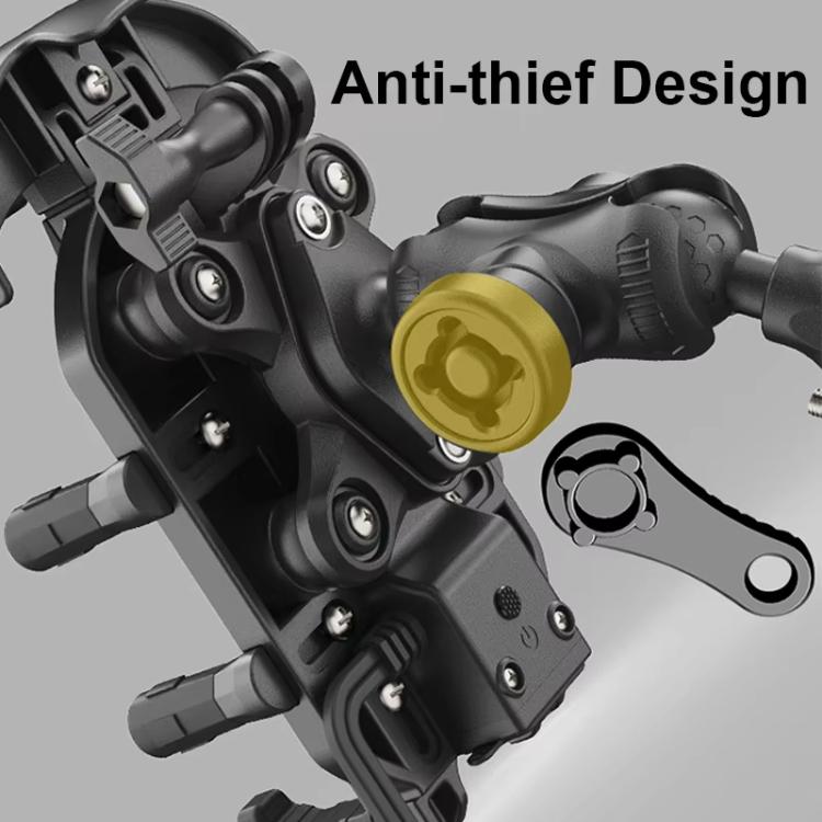 Motorcycle Phone Holder with Sun Visor & Anti-Theft Lock 360-degree Rotation, Camera Compatible, Spec: Mirror Stem Mount