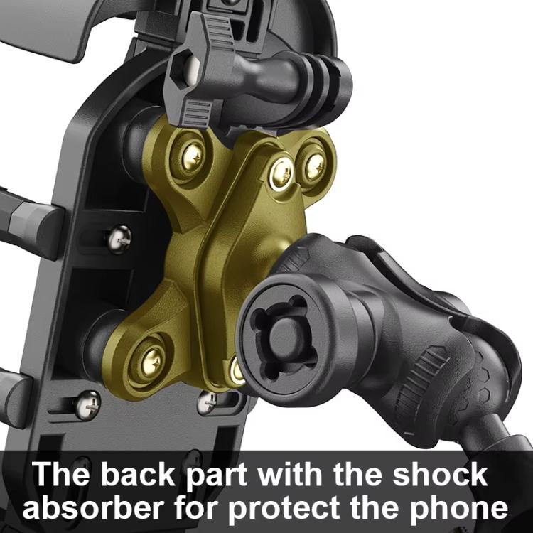 Motorcycle Phone Holder with Sun Visor & Anti-Theft Lock 360-degree Rotation, Camera Compatible, Spec: Mirror Stem Mount