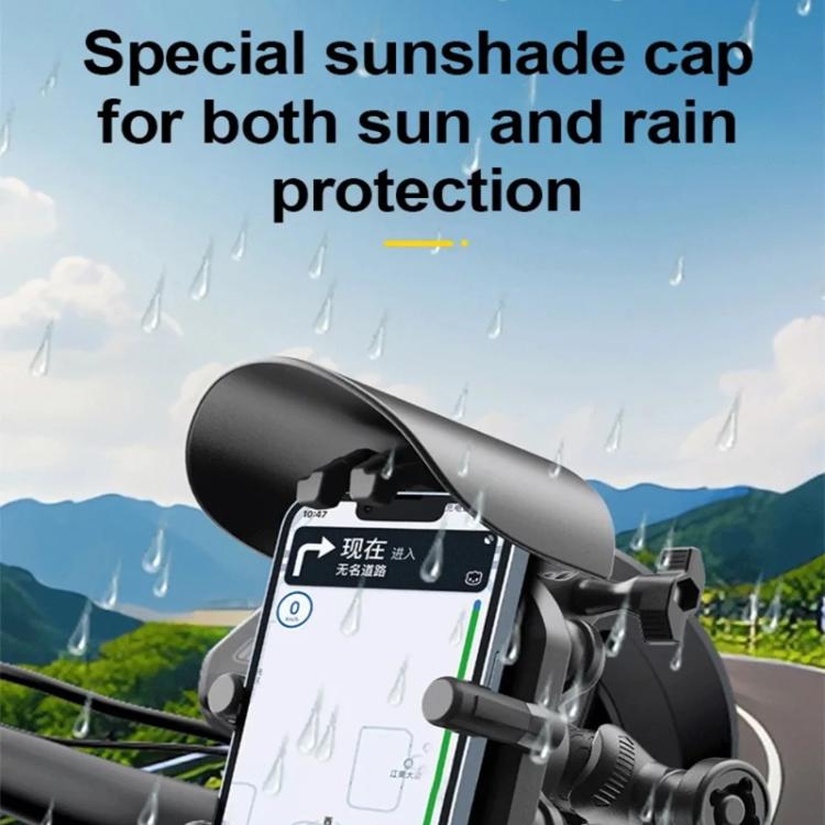 Motorcycle Phone Holder with Sun Visor & Anti-Theft Lock 360-degree Rotation, Camera Compatible, Spec: Mirror Stem Mount