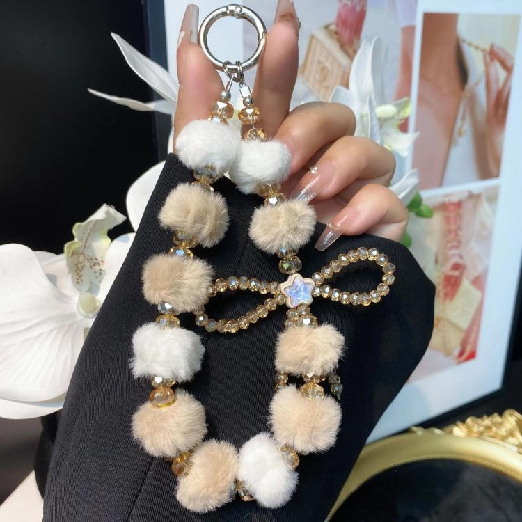 Plush Crystal Bow Cell Phone Chain Pentagram Charm Key Bag Chain