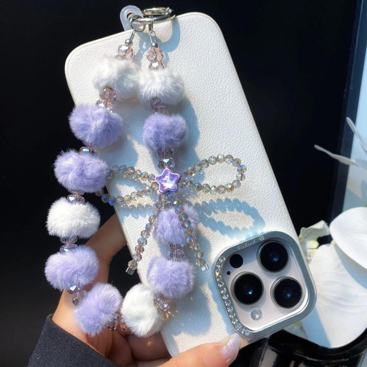 Plush Crystal Bow Cell Phone Chain Pentagram Charm Key Bag Chain
