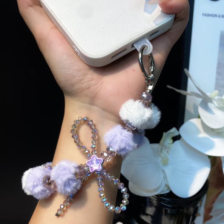 Plush Crystal Bow Cell Phone Chain Pentagram Charm Key Bag Chain