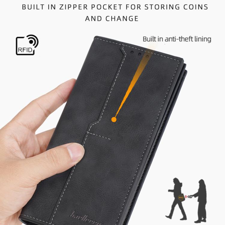 Baellerry C3160 Men Vintage RFID Blocking Leather Wallet Long Zip Around Bifold Card Holder