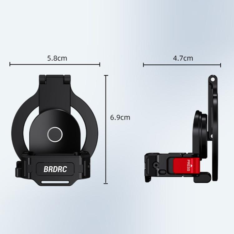 For DJI Osmo Pocket 3 BRDRC Magnetic Expandable Phone Holder Cold Shoe Mount - Black