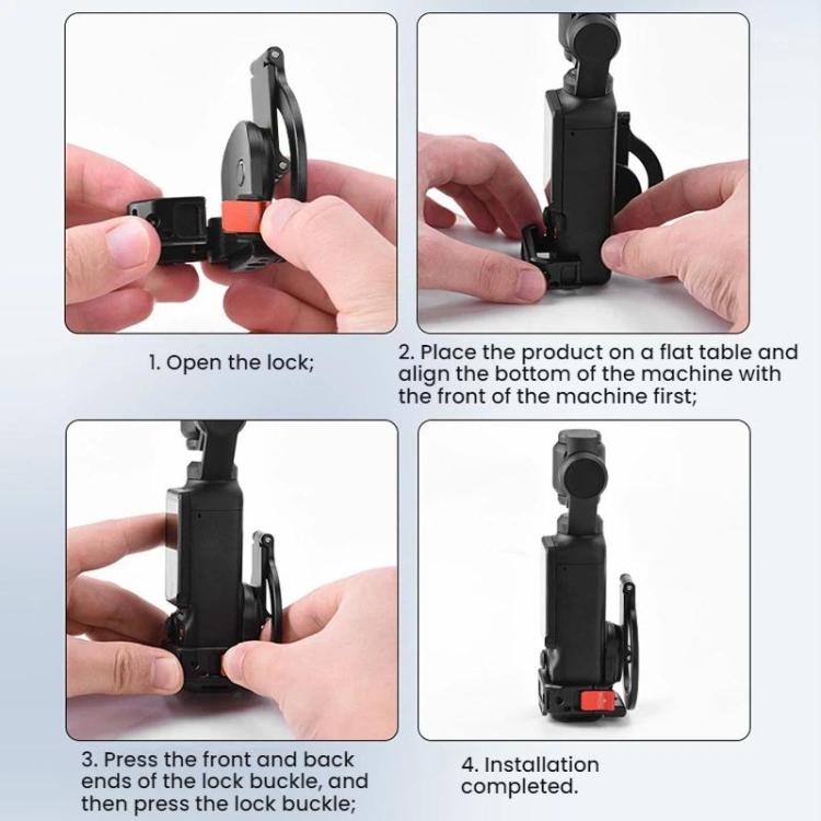 For DJI Osmo Pocket 3 BRDRC Magnetic Expandable Phone Holder Cold Shoe Mount - Black